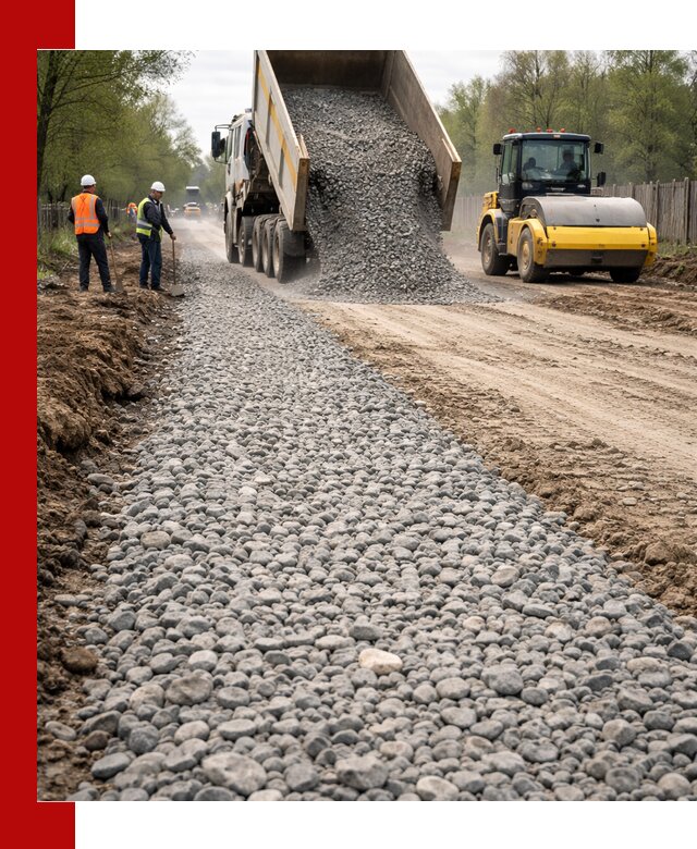 Доставка щебня для отсыпки дорог в Астрахани высокого качества