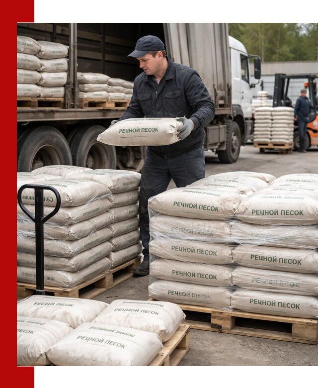 Речной песок в мешках с доставкой в Астрахани