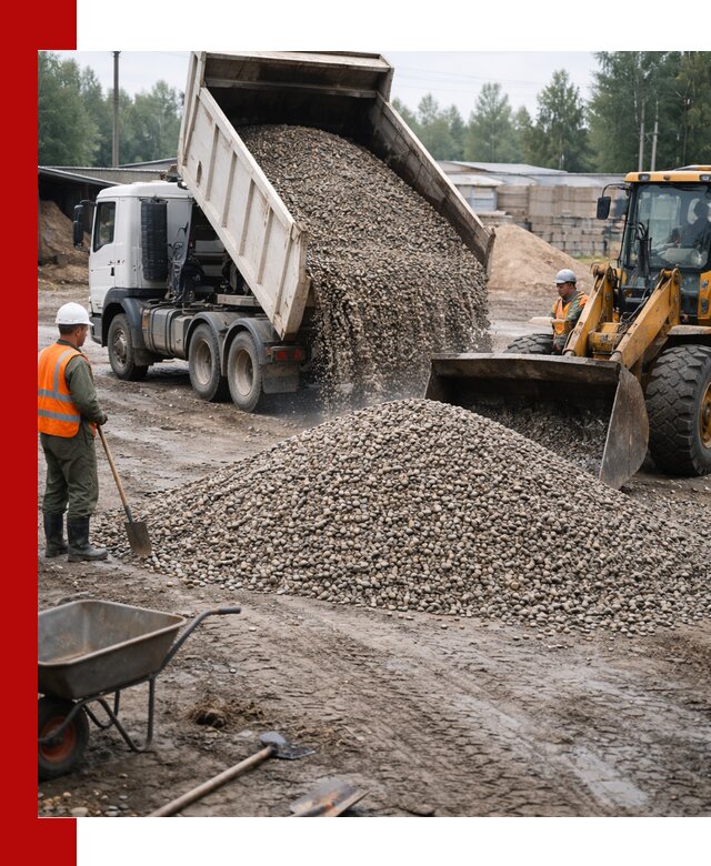 Мытый гравий с доставкой в Астрахани от карьера до участка