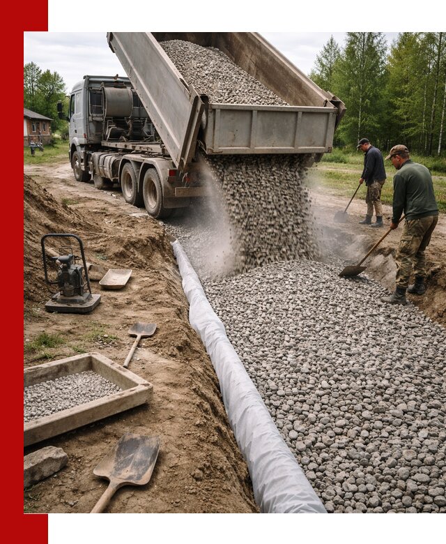 Гравий для дренажа с доставкой в Астрахани качественный и недорогой