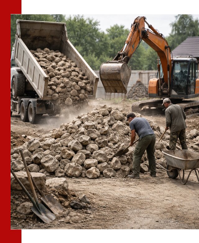 Доставка и разгрузка бутового камня в Астрахани