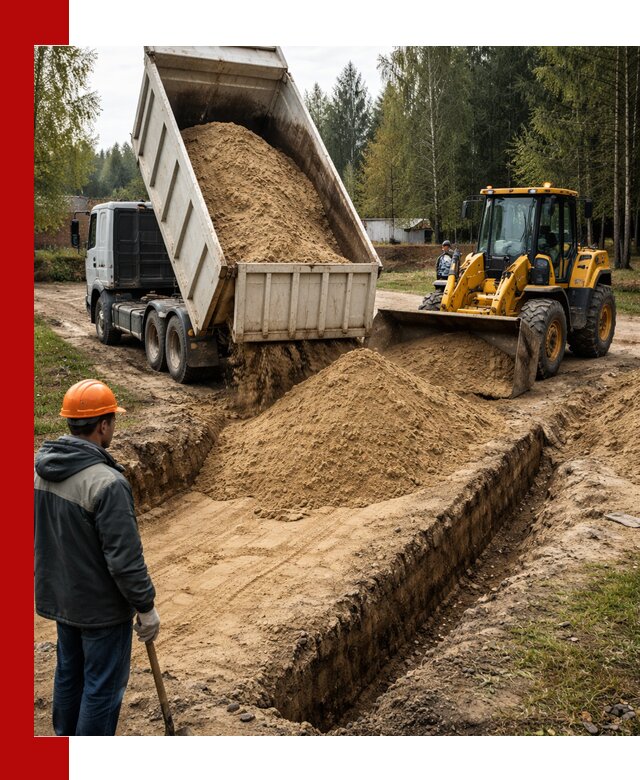 Доставка песчаного грунта в Астрахани для строительных работ