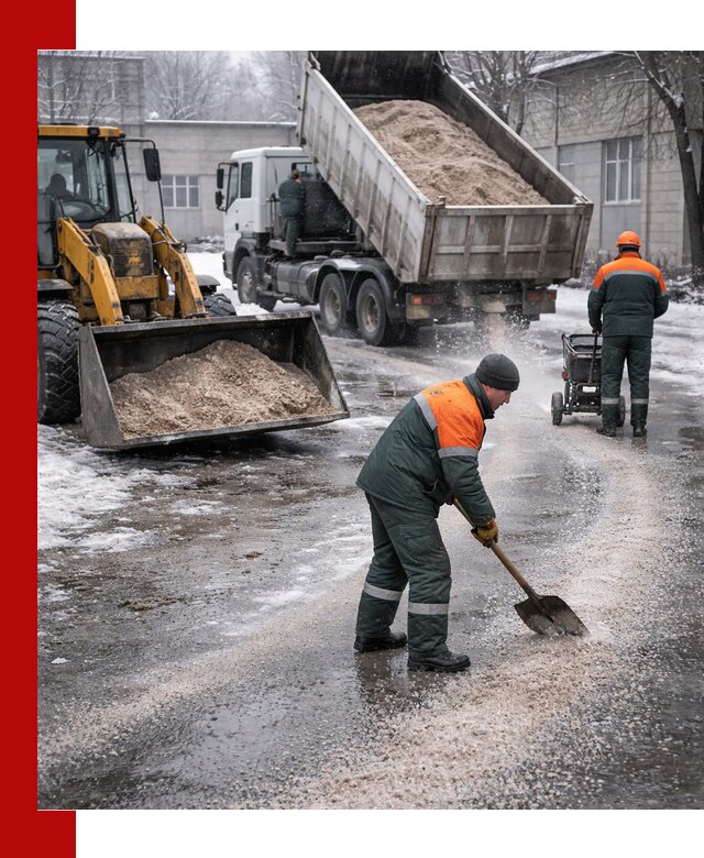 Реагент против гололеда с доставкой и нанесением в Астрахани