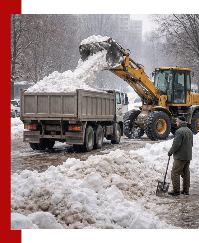 Вывоз снега грузовой техникой в Астрахани оперативно и чисто