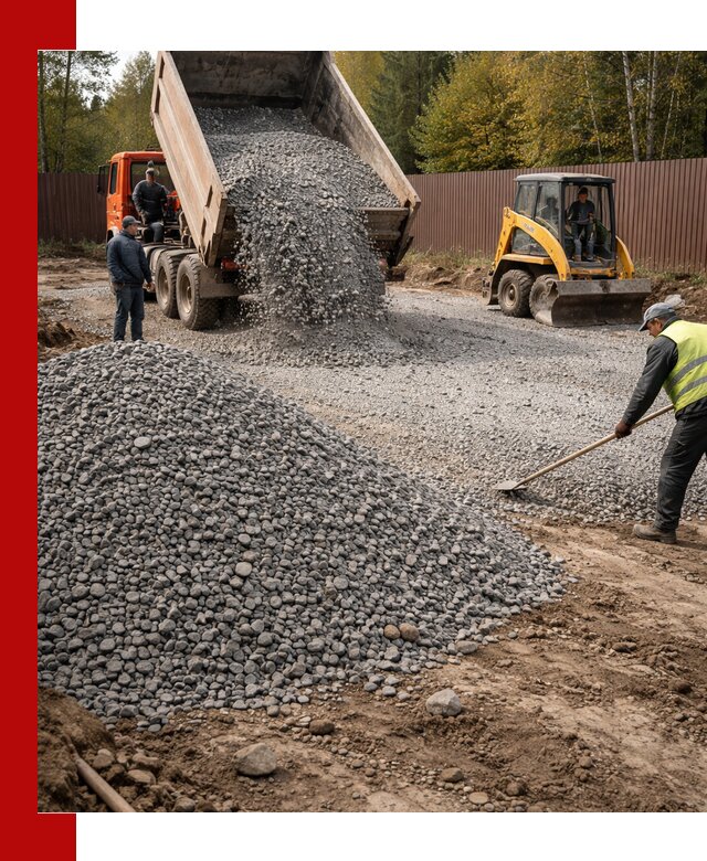 Отсыпка участка щебнем с доставкой и уплотнением в Астрахани